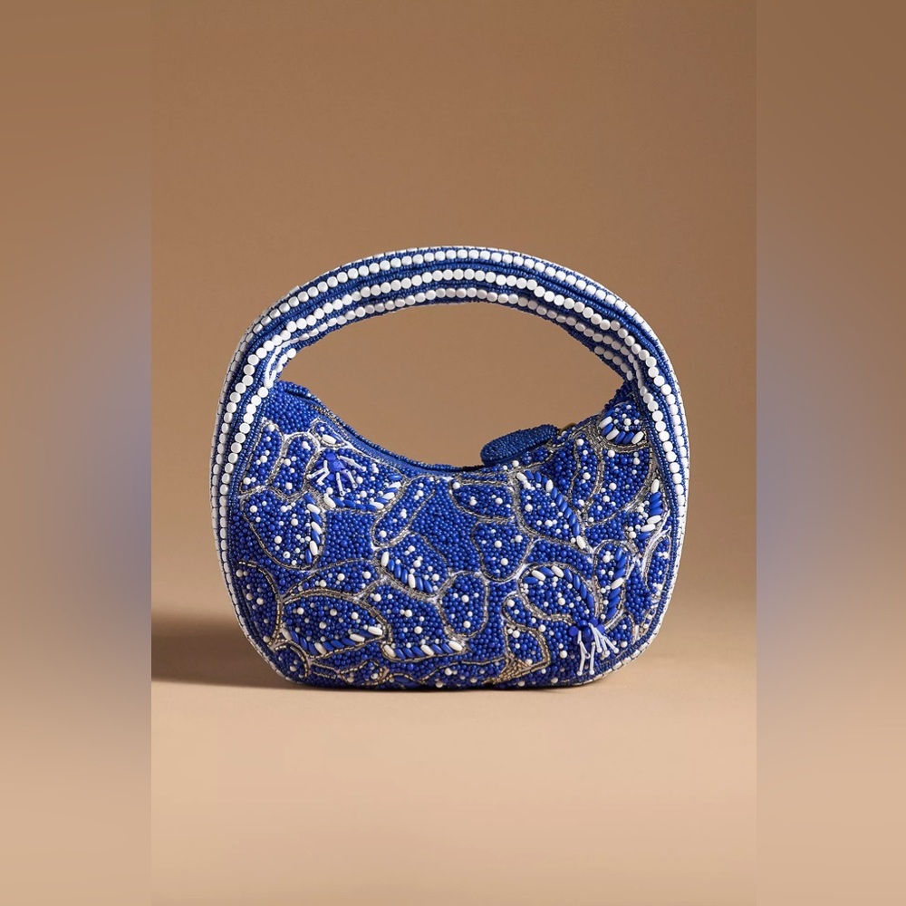 Anthropologie THE TATE BEADED BAG: LEAF EDITION Style No. 95302527 Color: Blue - Picture 2 of 3